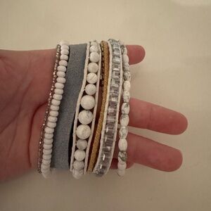 Victoria Emerson White and Gold Beaded Bracelet